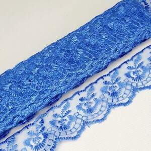 (9 метров) Кружево Яблочко органза (ширина 4см) Синий джинс