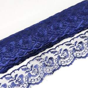 (9 метров) Кружево Яблочко органза (ширина 4см) Синий темный