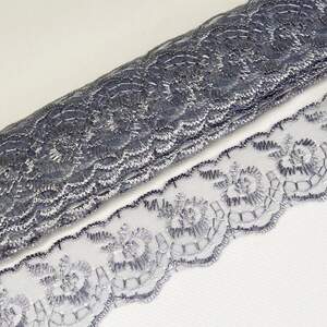 (9 метров) Кружево Яблочко органза (ширина 4см) Стальной