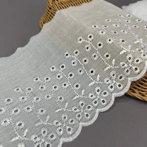 (TJ-20270) Кружево на батисте Прошва 14,5 см - белоснежный