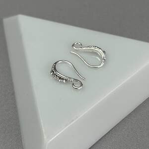 1 пара - Швензы для сережек гиппоаллергенный сплав Стразик 14 мм - светлое серебро