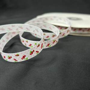 1 см Лента репсовая с принтом на метраж - #735/1 белый