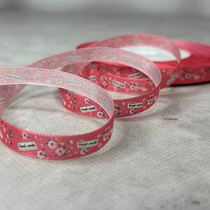 1 см Лента сатиновая с принтом на метраж - #743/3 коралловый