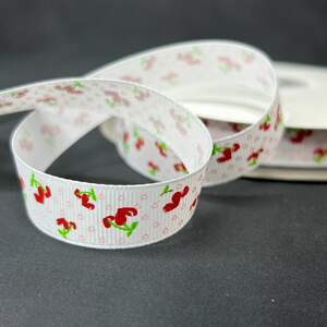 1,5 см Лента репсовая с принтом на метраж - #735/1 белая