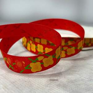 1,5 см Лента репсовая с принтом на метраж - #742 красный