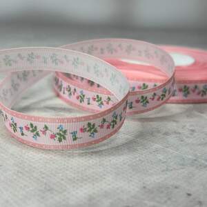 1,5 см Лента репсовая с принтом на метраж - #746/3 розовый