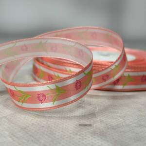 1,5 см Лента сатиновая с принтом на метраж - #739 персиковый