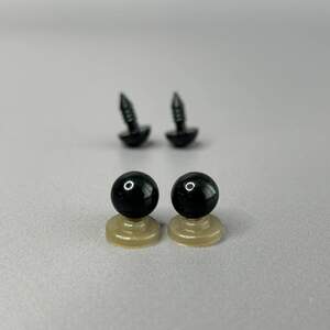 10 шт - Глаза винтовые для игрушек 10 мм с фиксатором - черный