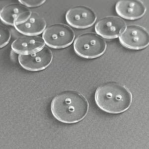 10 шт - Пуговицы рубашечные Ø-15 мм(24L) плоские - прозрачный