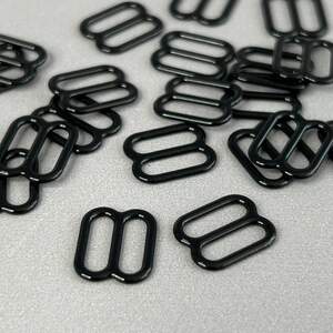 10 шт. - Черный 1 см регулятор (МЕТАЛЛ) для бретелей бюстгальтера (восьмерка)