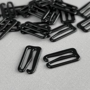 10 шт. - Черный 1,8 см регулятор (МЕТАЛЛ) для бретелей бюстгальтера (застежка)