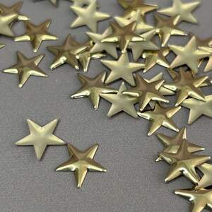 10г - Металлостразы термоклеевые, звезда 13 мм - светлое золото