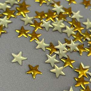 10г - Металлостразы термоклеевые, звезда 8 мм - золото