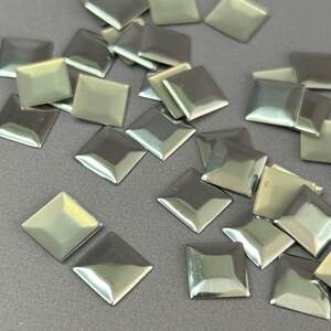 10г - Металлостразы термоклеевые, квадрат 10 мм - серебро