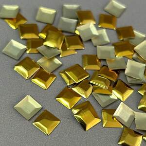 10г - Металлостразы термоклеевые, квадрат 7 мм - желтое золото