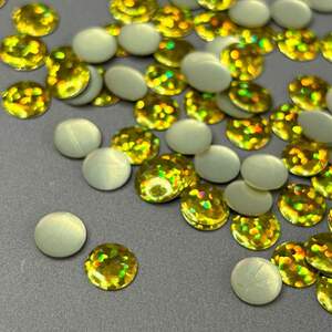 10г - Металлостразы термоклеевые, монетка 7,5 мм - золото голограмма