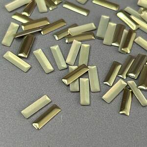 10г - Металлостразы термоклеевые, прямоуголник 3х10 мм - золото светлое