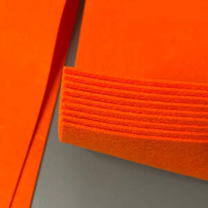 2 мм - Фетр плотный, 40х60 см, цвет - оранж неон 64 2 мм - Фетр плотный, 40х60 см, цвет - оранж неон 64