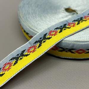 2 см Тесьма национальная с орнаментом - желтый с голубым
