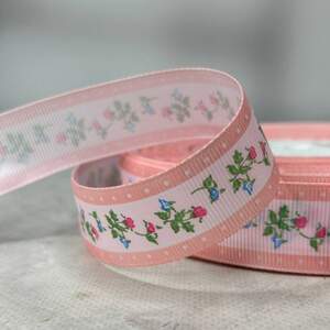 2,5 см Лента репсовая с принтом на метраж - #746/3 розовый