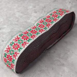 2,5 см Тесьма национальная - красный с зеленым ромб