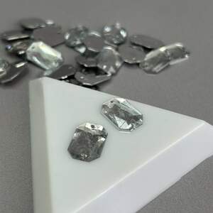 20 шт - Стразы акриловые пришивные 10х14 мм, серебро