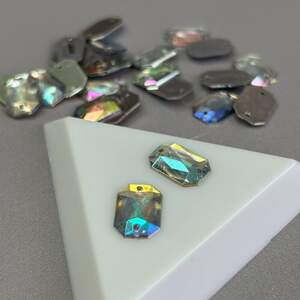 20 шт - Стразы акриловые пришивные 10х14 мм, хамелеон