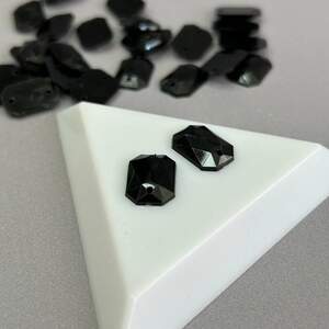 20 шт - Стразы акриловые пришивные 10х14 мм, черный