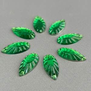 20 шт - Стразы акриловые пришивные 11х20 мм капля, зеленый
