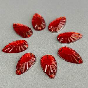 20 шт - Стразы акриловые пришивные 11х20 мм капля, красный