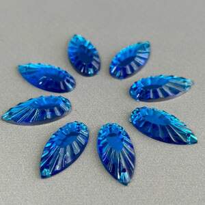 20 шт - Стразы акриловые пришивные 11х20 мм капля, синий электрик
