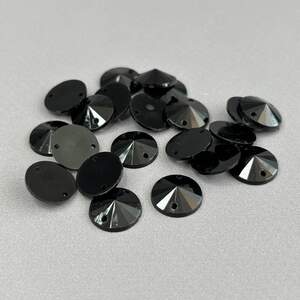 20 шт - Стразы акриловые пришивные 12 мм конус, черный
