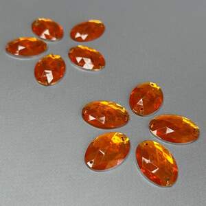 20 шт - Стразы акриловые пришивные 18х25 мм, оранжевый