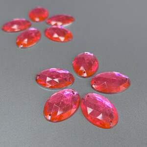 20 шт - Стразы акриловые пришивные 18х25 мм, розовый