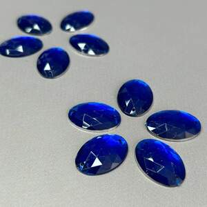 20 шт - Стразы акриловые пришивные 18х25 мм, синий электрик