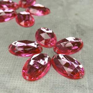 20 шт - Стразы акриловые пришивные 20х30 мм, розовый