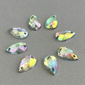 20 шт - Стразы акриловые пришивные 7х12 мм капля, хамелеон