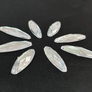 20 шт - Стразы акриловые пришивные 8х28 мм, серебро