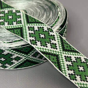 3 см тесьма национальная с украинским орнаментом - зеленый ромб