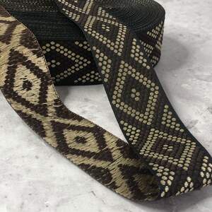 3 см Тесьма с украинским орнаментом - черная в ромб