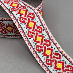 3,3 см Тесьма с украинским орнаментом - вышиванка завиток