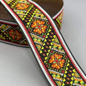 3,3 см Тесьма с украинским орнаментом - вышиванка чернобрывцы