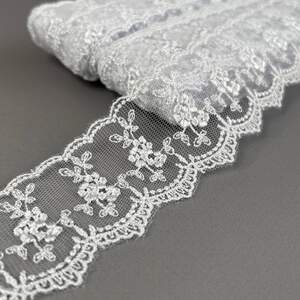 32-LТ1077 Гипюровое кружево сетка 5 см - белый