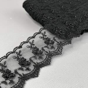 32-LТ1077 Гипюровое кружево сетка 5 см - черный