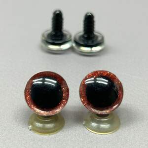 3D Глаза винтовые для игрушек 16 мм с фиксатором - медный