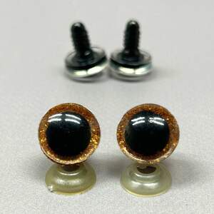 3D Глаза винтовые для игрушек 16 мм с фиксатором - оранжевый