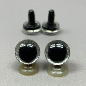 3D Глаза винтовые для игрушек 16 мм с фиксатором - серый