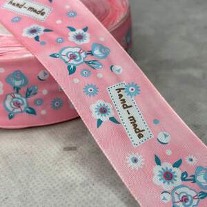 4 см Лента сатиновая с принтом на метраж - #743/2 розовая