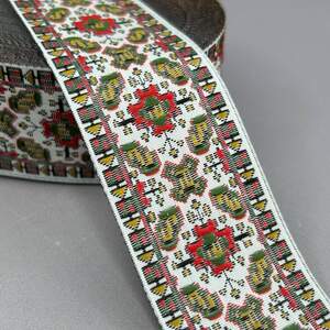 4 см Тесьма с украинским орнаментом - вышиванка мак