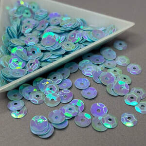 5 г - Пайетка круглая шестигранник голограмма 7 мм - голубой с АВ